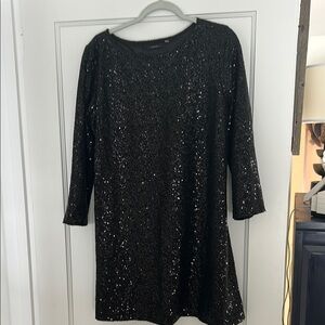 Tahari Sparkling Black Long Sleeve Dress